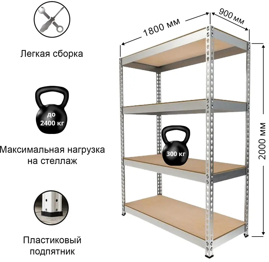91454209 Стеллаж с полками Ironmebel 180x200x90 см нагрузка до 300 кг металл цвет сосна STLM-1094425