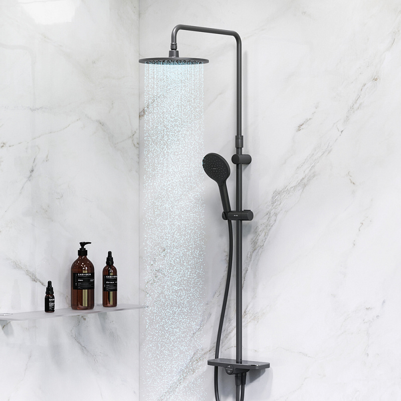 F0780222 душ.система: верхн.душ 220мм ручной душ 120 мм 3 функции душ.штанга 1030-1460 мм AM.PM Like