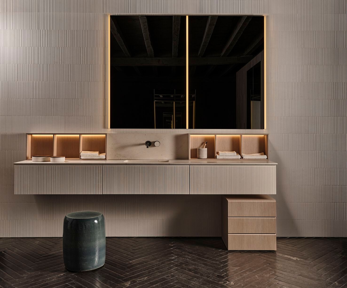 Мраморный секционный умывальник с зеркалом Salvatori HITO ARCH-00066235 - Вид №8