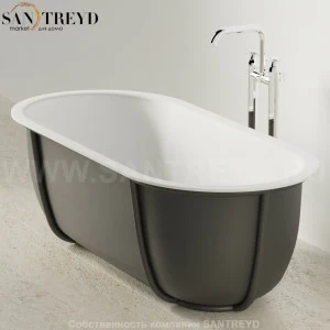 Ванна свободностоящая CUNA на черном металлическом каркасе черная