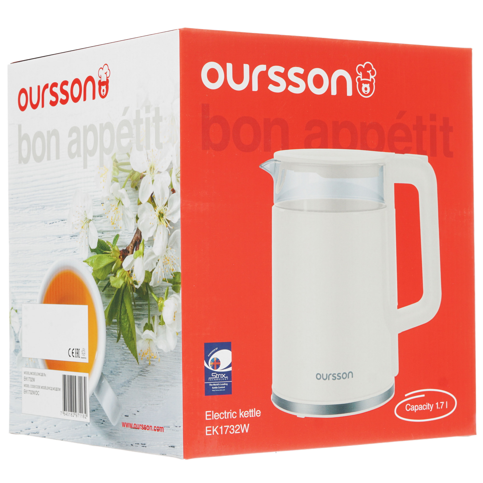 8190033 Электрочайник Oursson EK1732W/DC красный STDN-0047514 - Вид №6