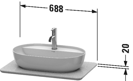 LU946501717 Каменная кварцевая консоль Luv #LU9465 688 x 475 мм Структура белого кварцевого камня Duravit - Вид №1