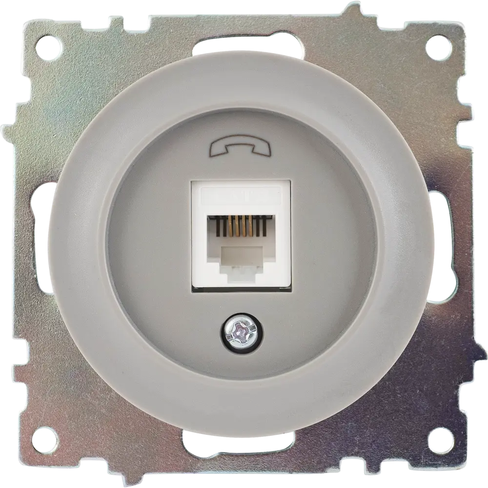 Телефонная розетка OneKeyElectro Florence серая для скрытого монтажа 82127032