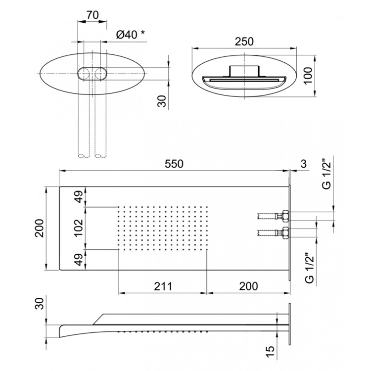 AC0741845 Верхний душ Webert Aria - Вид №3