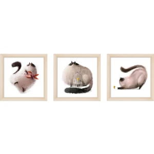 Модульная картина Смешные коты 40x40 см 3 шт.