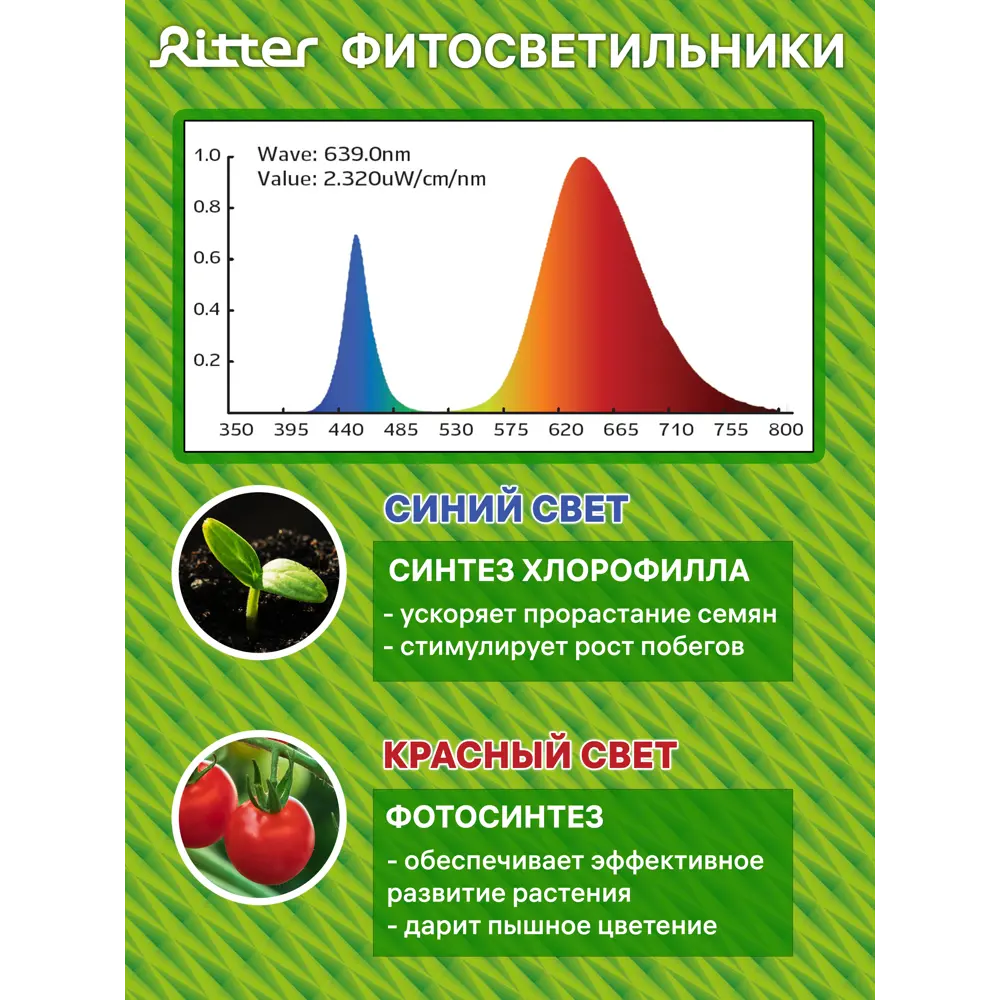 Фитосветильник линейный светодиодный Ritter 14 Вт 872 мм на кронштейне с присосками 56301 3  красно-синий спектр розовый свет STLM-2025009 - Вид №10