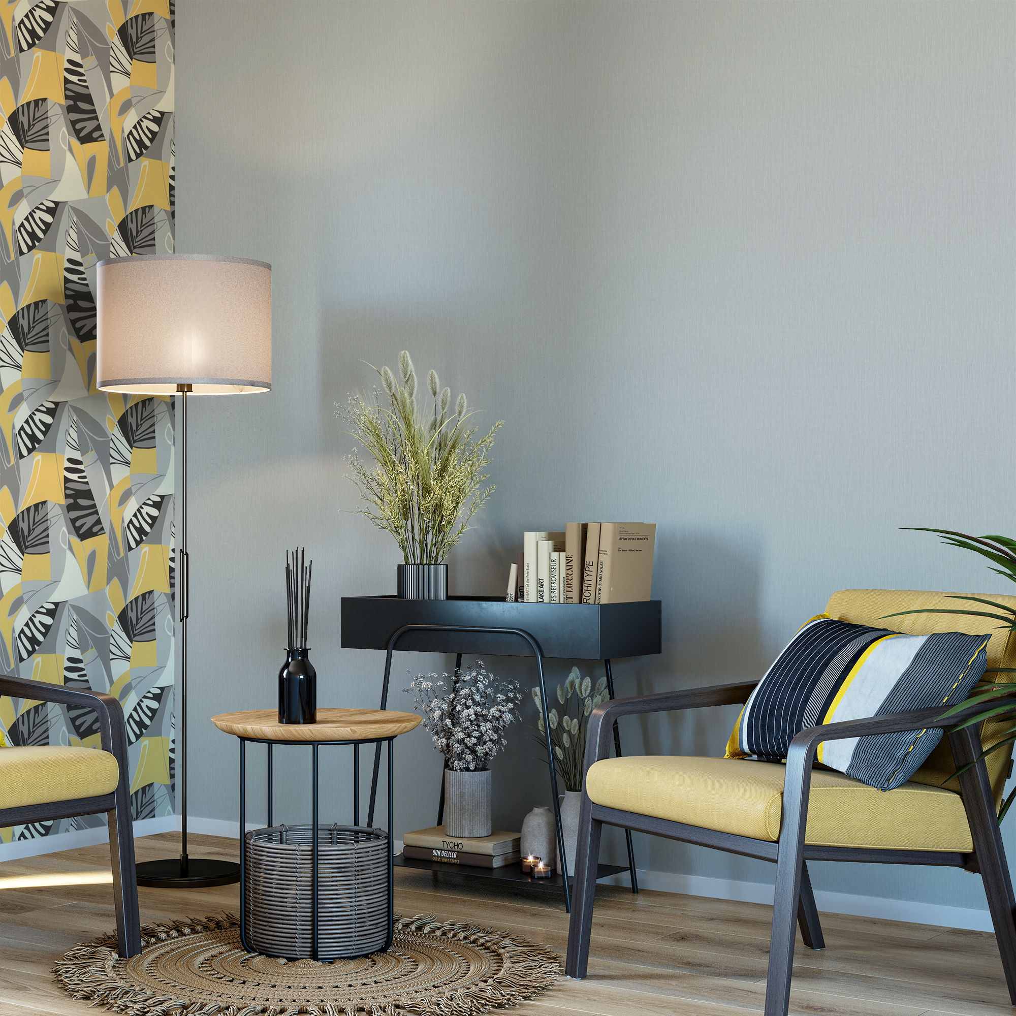 Флизелиновые обои ПАЛИТРА Polynesia серые структурные 1.06 м 85633425 STLM-0064742 - Вид №3