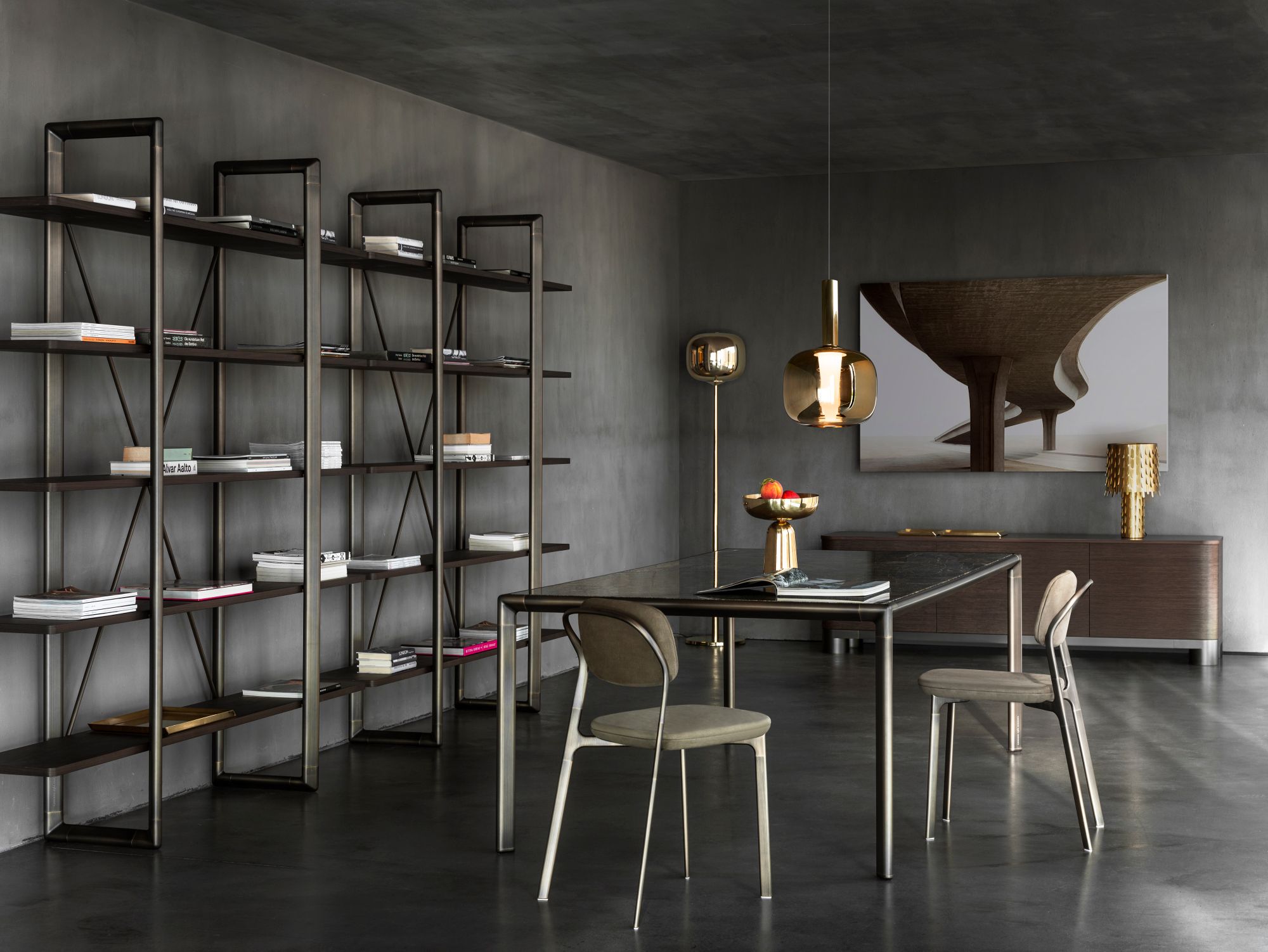 Мраморный прямоугольный обеденный стол GHIDINI1961 рамка ARCH-00024687