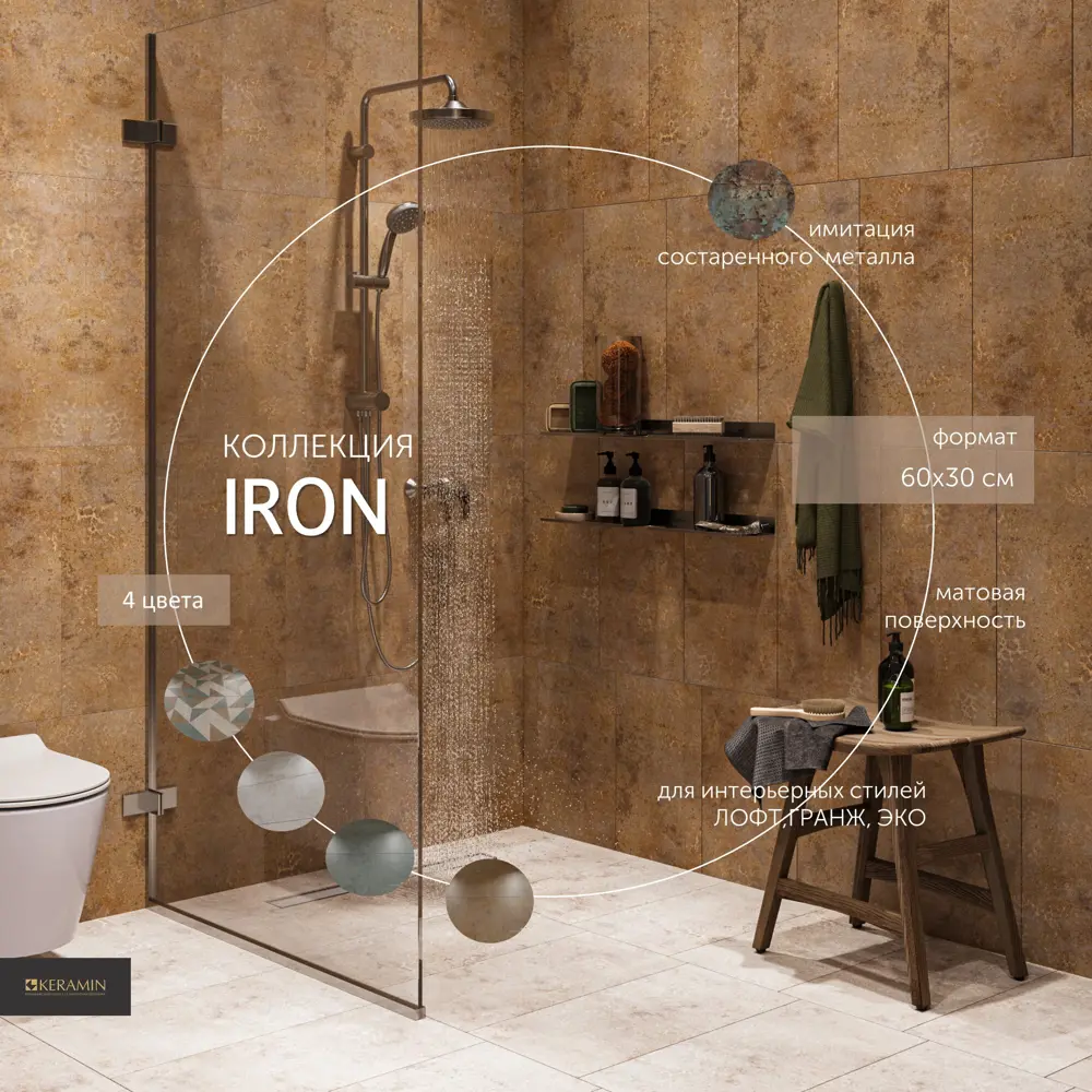 Керамин Айрон: настенная плитка для стильного интерьера 60×30 см 88700682 STLM-0947998 - Вид №5