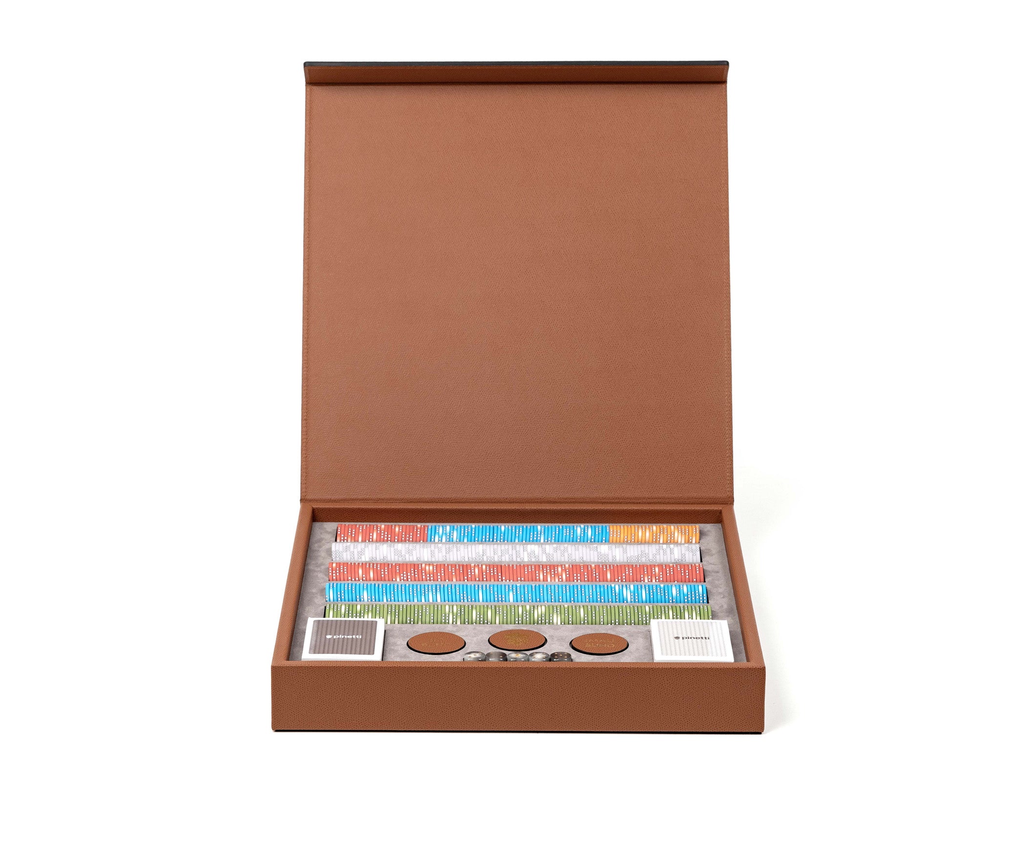 Набор для игры в покер - 42X42XH6 см / плетеная кожа_темно-синий Pinetti 00.1026.061.003