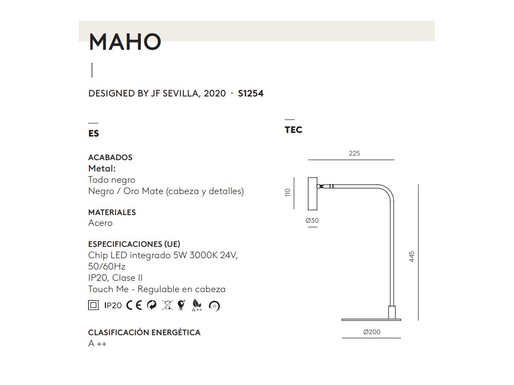 100646 Настольная лампа черный Aromas del Campo Maho 