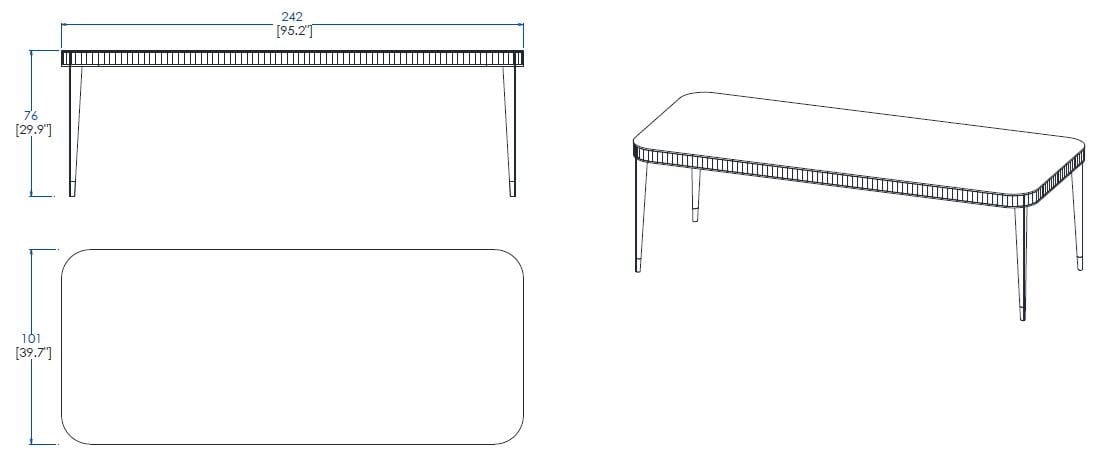 Прямоугольный вишневый стол и мраморная столешница ROCHE BOBOIS Eden-Rock ARCH-00078506 - Вид №3