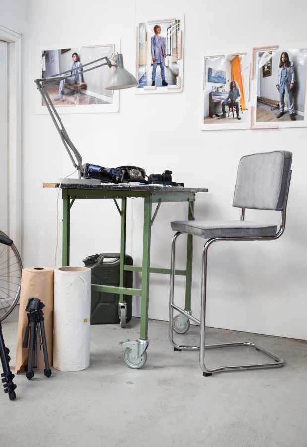 Стул барный Ridge Kink Rib синий Zuiver 1500006 - Вид №1