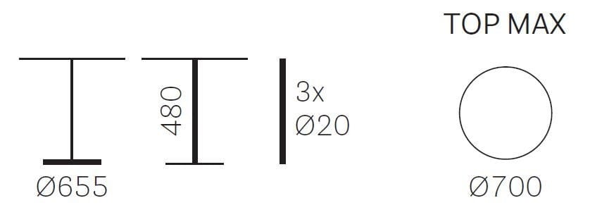 Стальной круглый стол для контракта Pedrali ARCH-00131443 - Вид №3