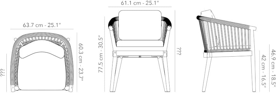 Тканевый садовый стул с подлокотниками Jardinico дерево ARCH-00140512 - Вид №7
