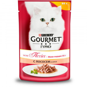 ПР0033372 Корм для кошек Мон Петит, с лососем в соусе, пауч 50 г Gourmet