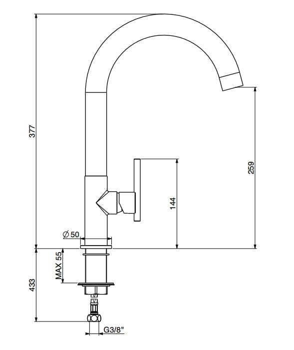 Однорычажный кухонный смеситель с поворотным изливом GATTONI линия 34 ARCH-00033224 - Вид №2