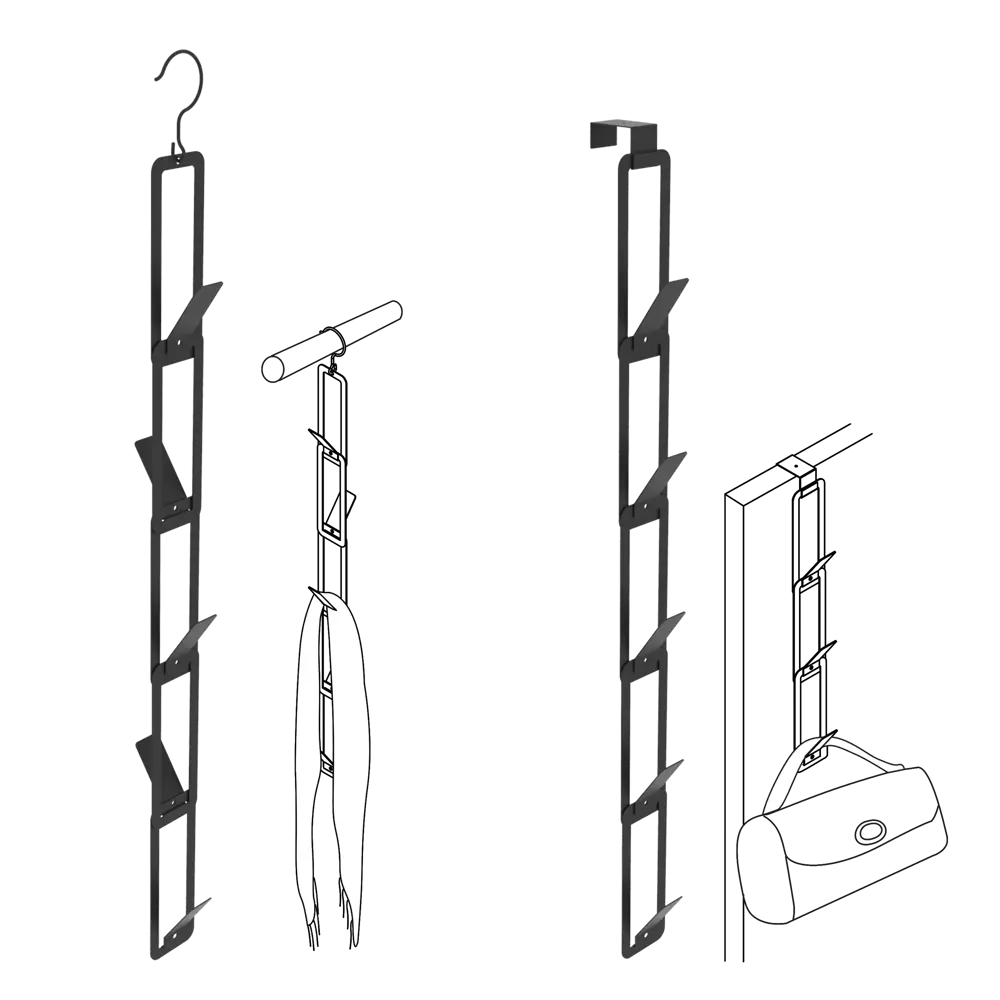 Вешалка для аксессуаров Spaceo 22x7x16 см металл цвет чёрный 5 шт STLM-2088264 - Вид №1