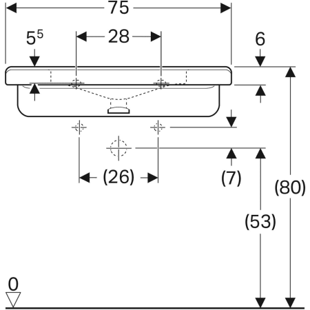 128666000 Раковина Geberit Renova Comfort Square, безбарьерная Geberit  - Вид №34