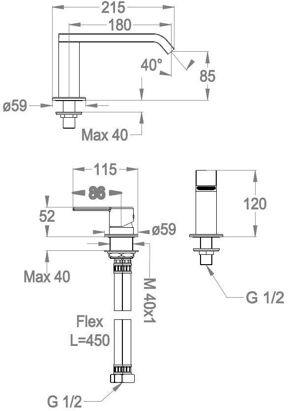 Fir Italia Однорычажный комплект для ванны на 2 отверстия Sweet 46 4631204 - Вид №1