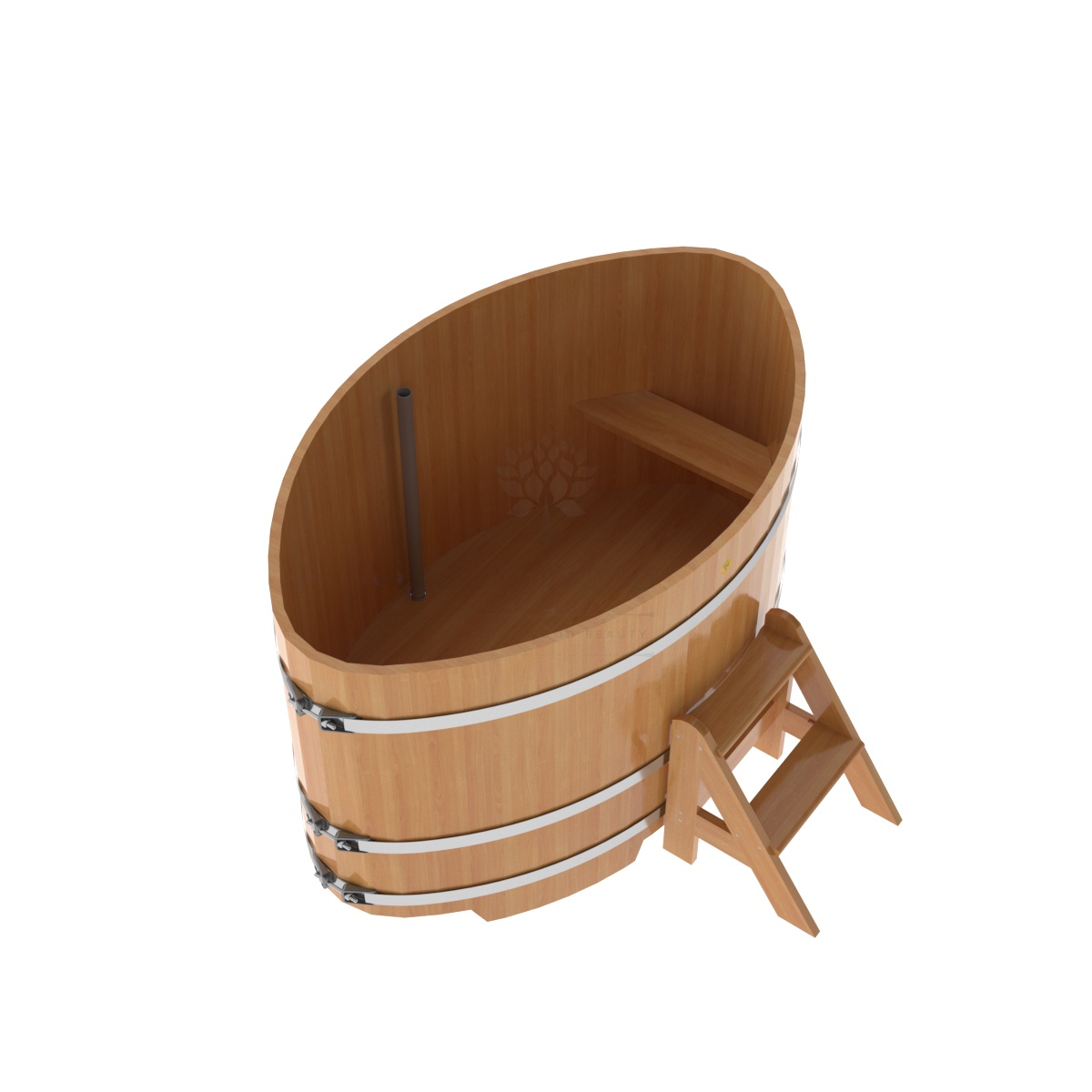 1175 Купель овальная из лиственницы 1,08х1,75х1,0 натуральная премиум Alyarus  - Вид №1