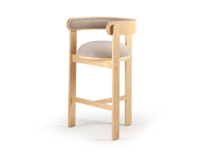 Табурет с дубовой рамой и тканевой обивкой