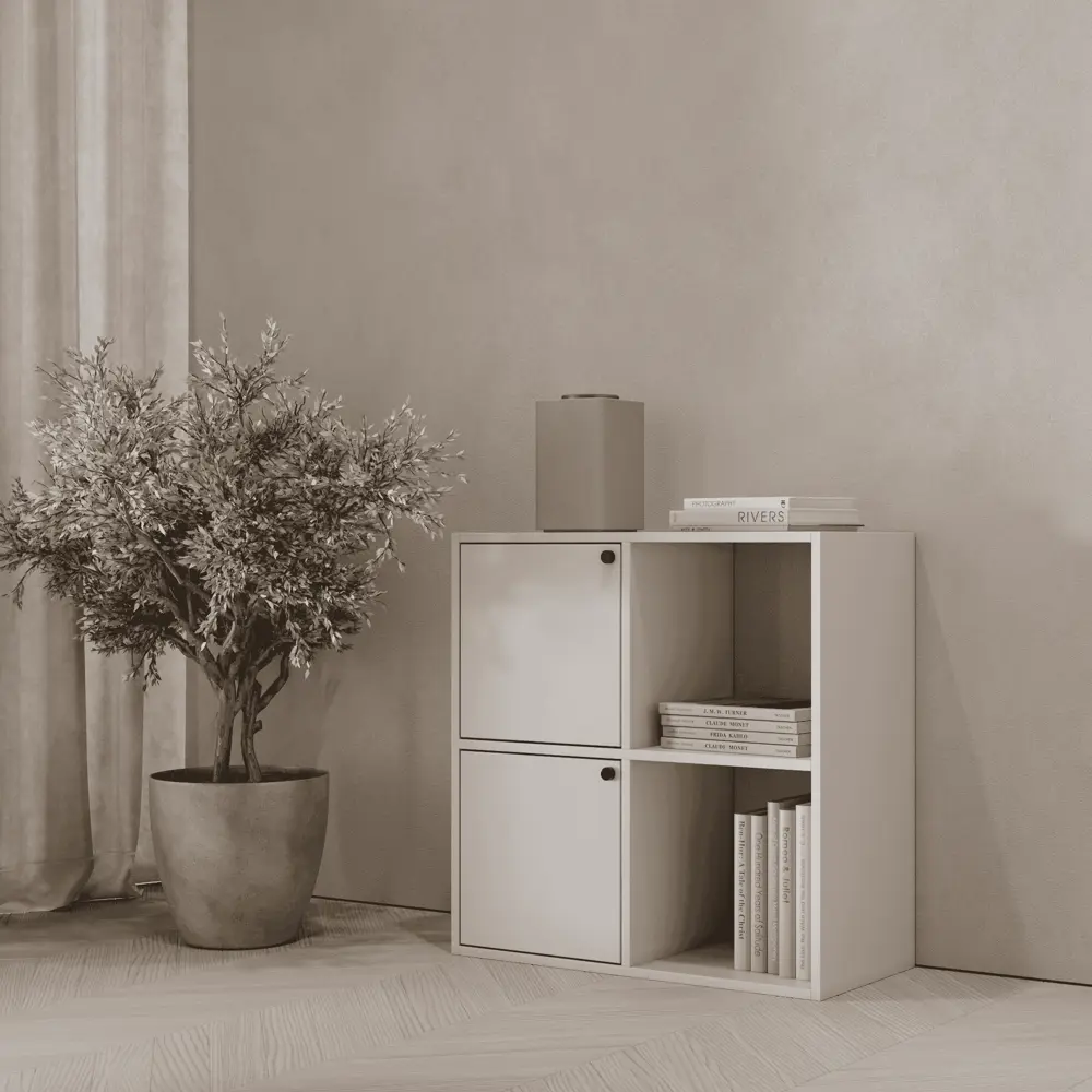 Стеллаж KONSENSA Руан 4 секции 70x70x31.7 см ЛДСП цвет белый STLM-2067497 - Вид №9