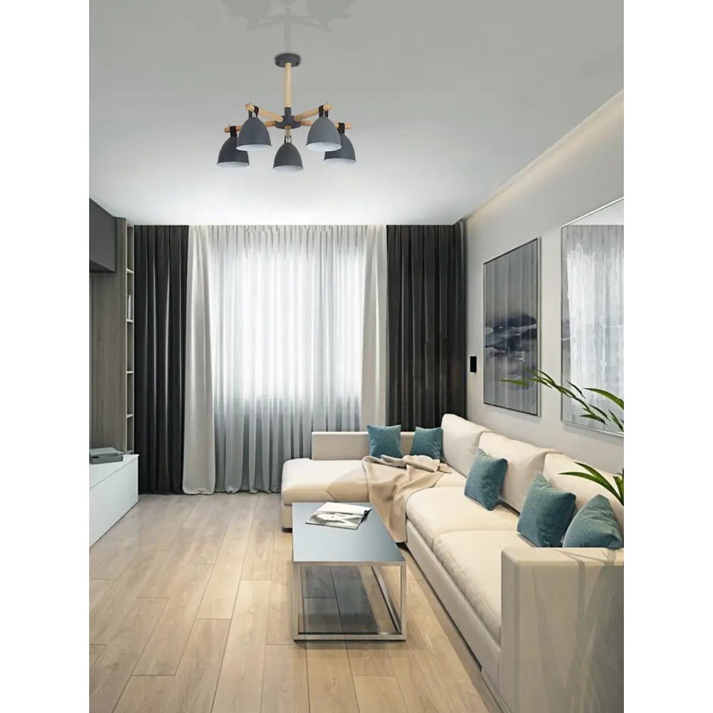 Люстра на штанге Lamplandia Decize Grey L1467, 5 ламп, 17 м², цвет серый STLM-2062588 - Вид №9