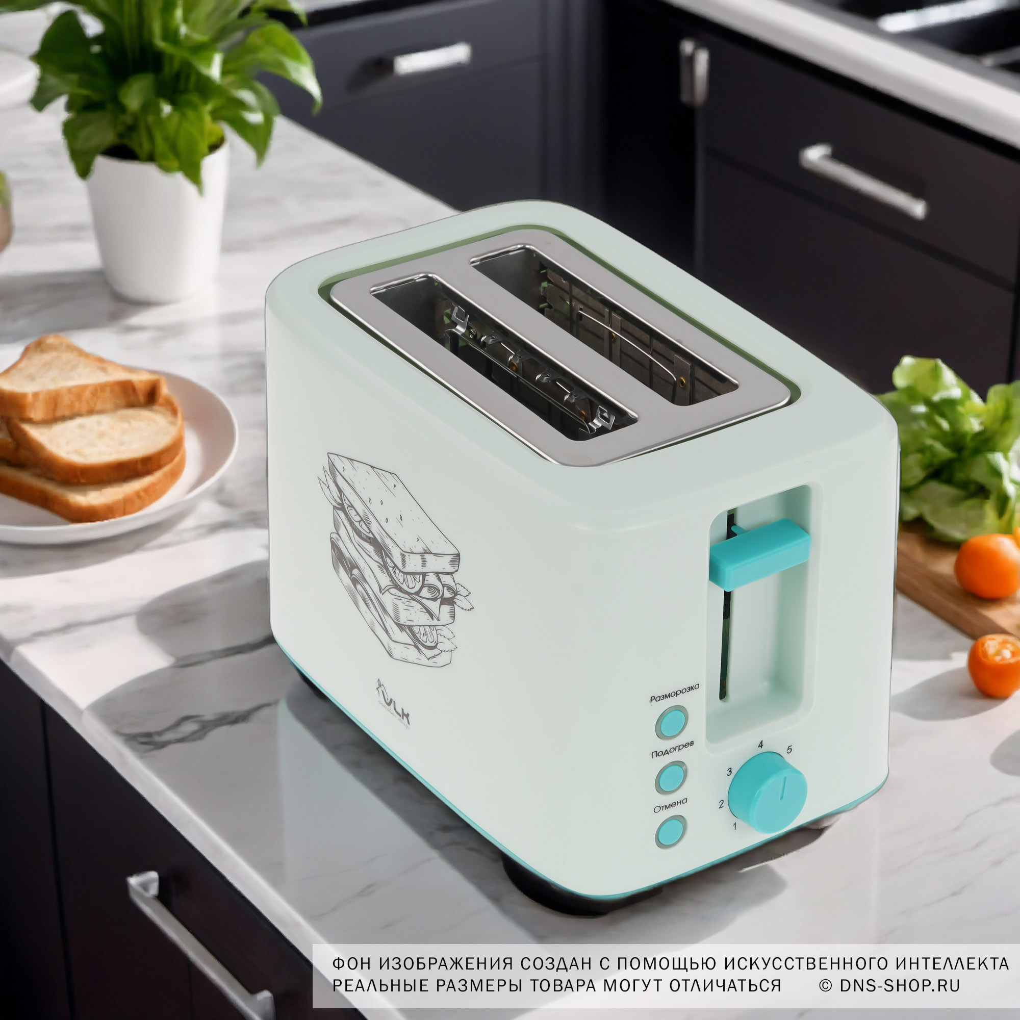 9007710 Тостер VLK Palermo-102 зеленый STDN-0068576 - Вид №8