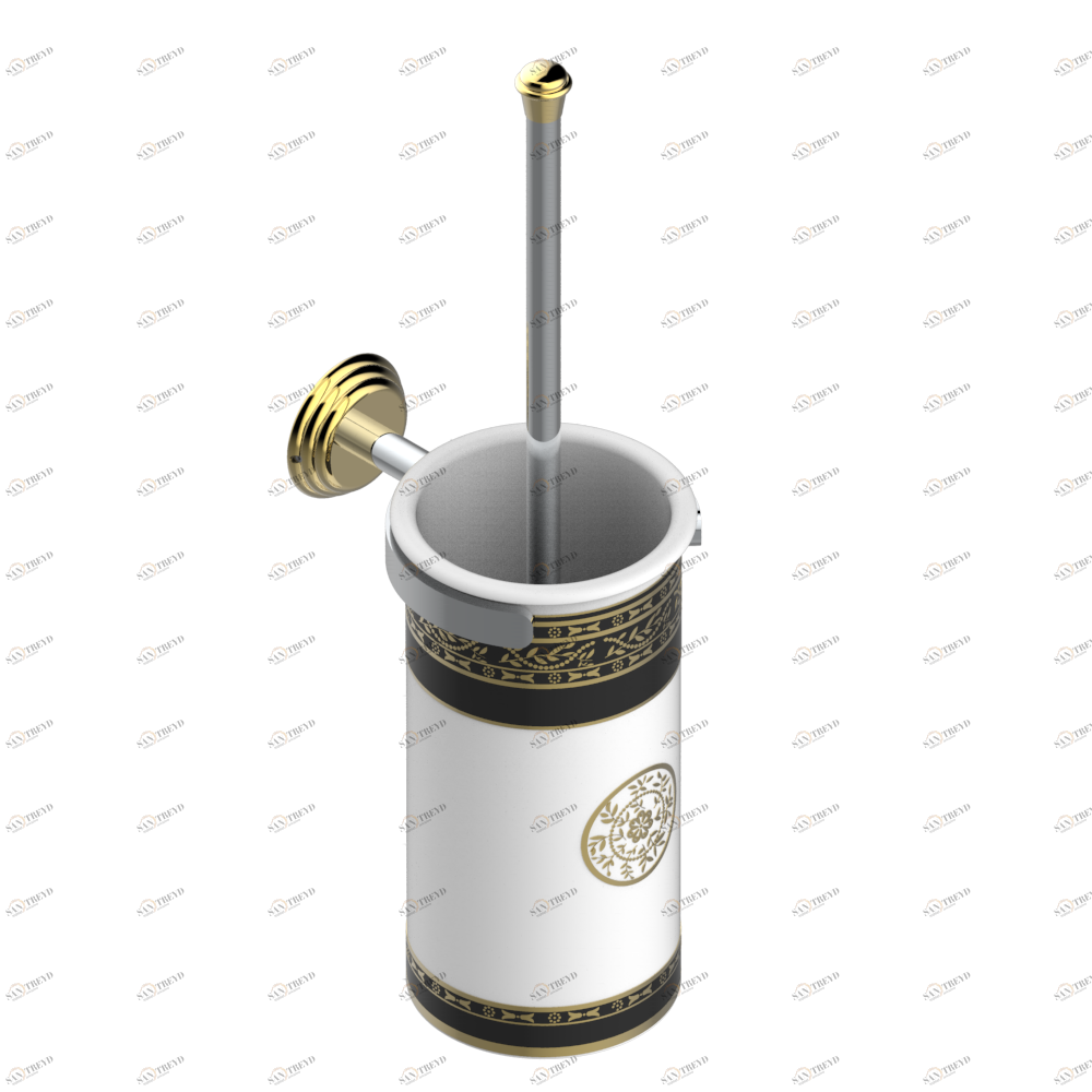 A7F-4720B Стакан фарфоровый настенный и щётка для унитаза Thg-paris Marquise чёрный с золотым декором Хром/золото A7F-4720B CAT.A