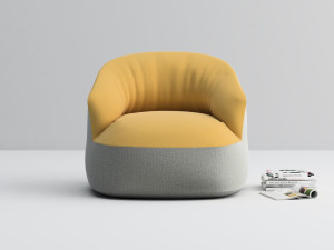 Swivel armchair in fabric or leather