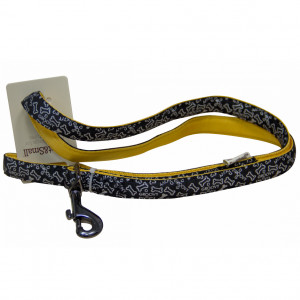 ПР0043555 Поводок для собак с принтом косточки 10х1200мм нейлон черный Great&Small