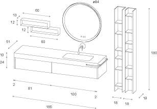 Kami – 01 Mastella  Kami  Комплект мебели для ванной - Вид №3