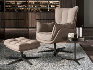 Тканевое вращающееся кресло с подлокотниками