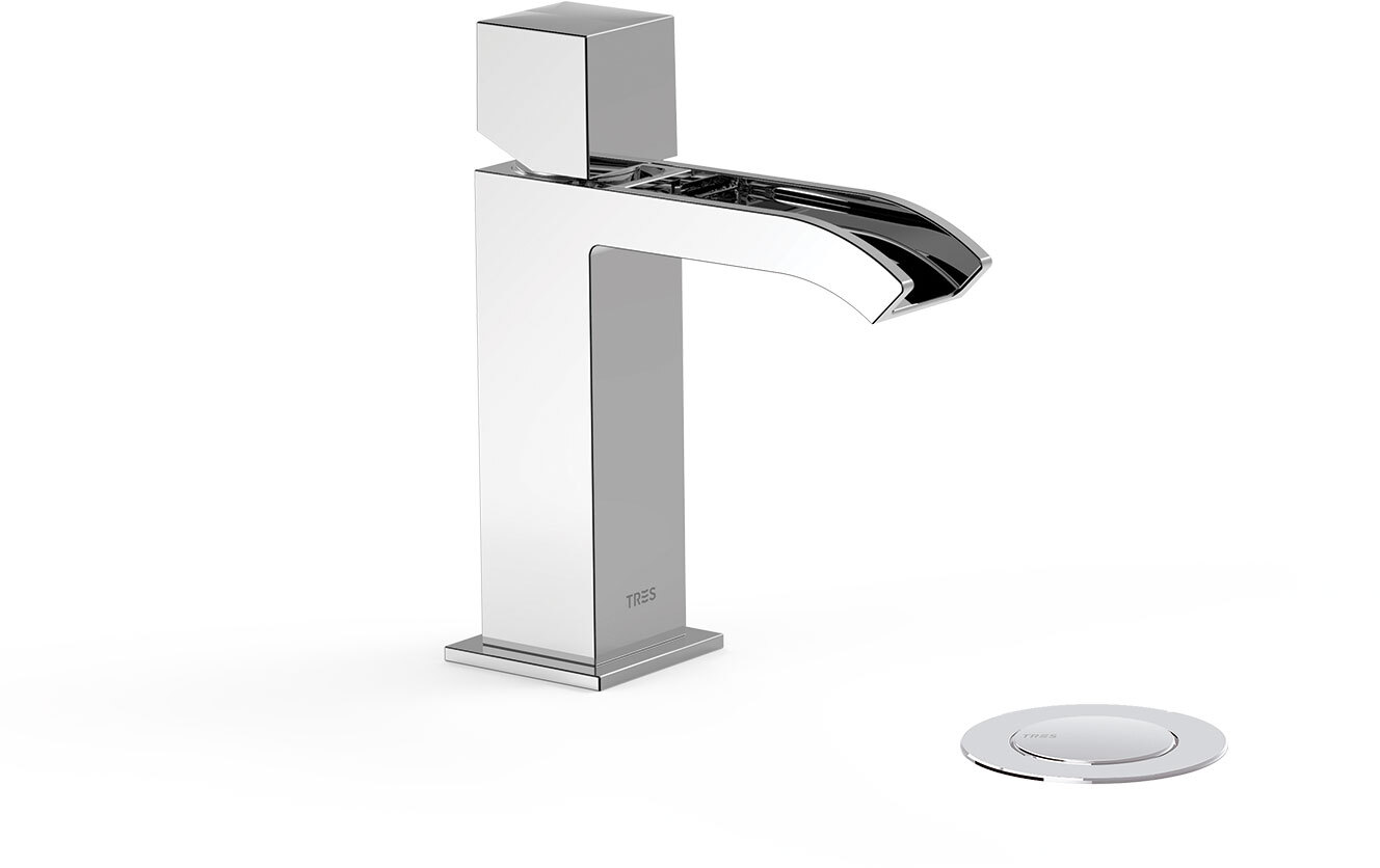 Смеситель CUADRO с одной ручкой для умывальника с автоматическим сливом.-00611002D TRES