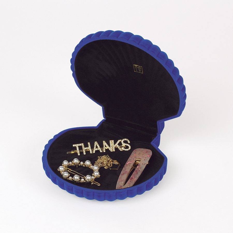 Шкатулка для украшений бархатная голубая Shell DOIY  00-3880880 Синий  - Вид №1