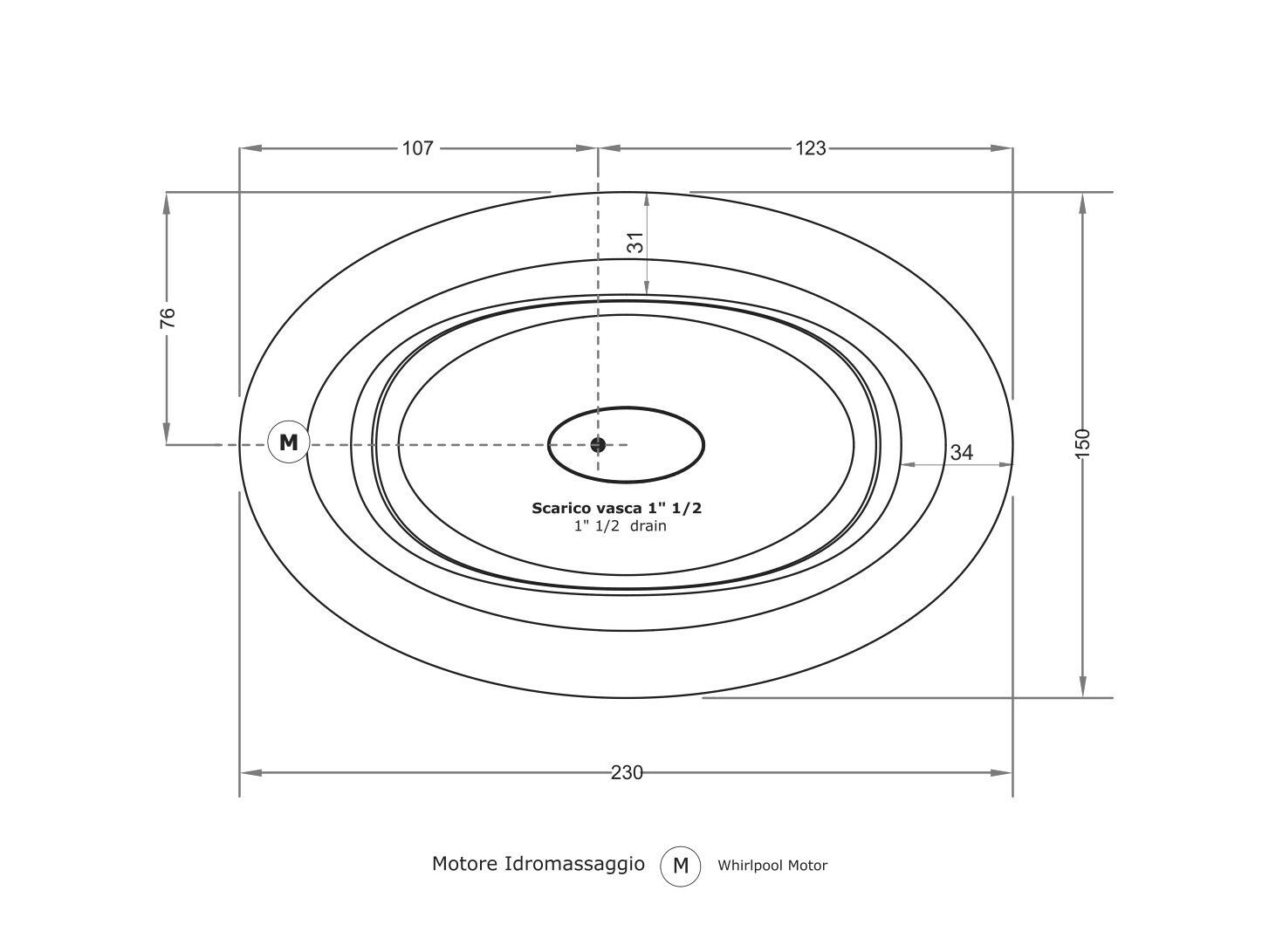 Яркая овальная ванна с гидромассажем Gruppo Treesse ванны-Ghost ARCH-00108866 - Вид №3