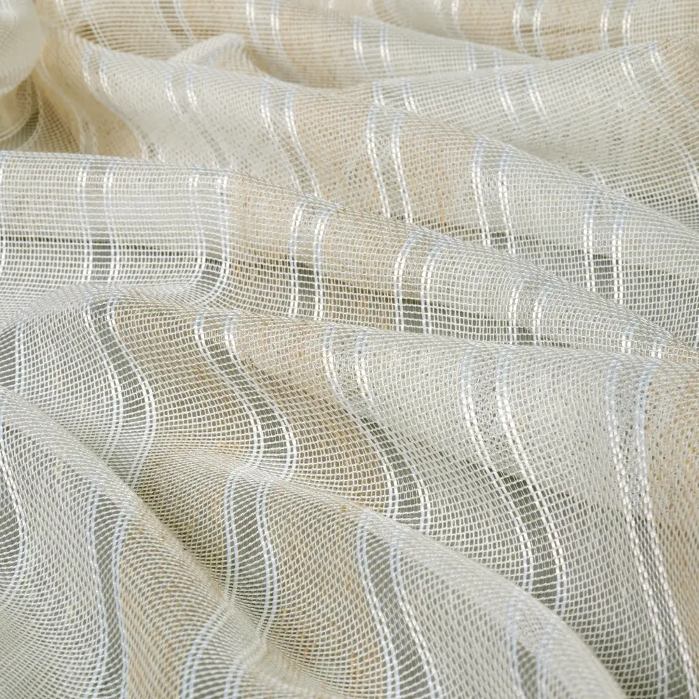 Тюль на ленте «Полоса» 250x280 см полиэстер полоски цвет бежевый GARDEN STLM-2094575 - Вид №2