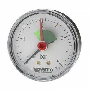 Манометр аксиальный F+R101 1/4" 80 мм с указателем предела WATTS Ind 4 бар