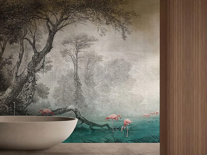 Обои с пейзажами N.O.W. Edizioni NATURE / FLAMINGO LAKE ARCH-00112060