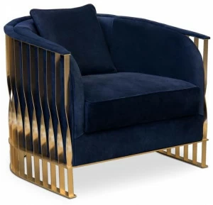 KOKET Кресло из ткани и латуни с подлокотниками Mandy