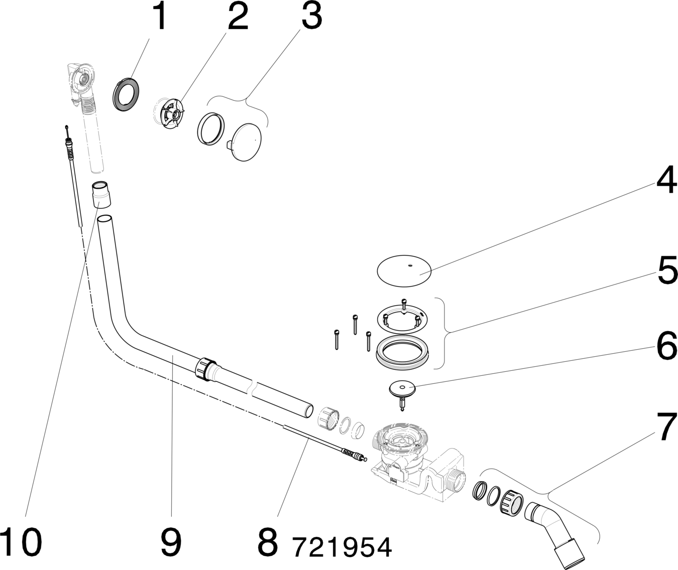 Канализационная арматура  Сифоны для ванн и душевых поддонов  Сифоны для ванн  Не содержит/в комплект не входит: VIEGA 684 754 1) Модель 6143.12 Santreyd  - Вид №3