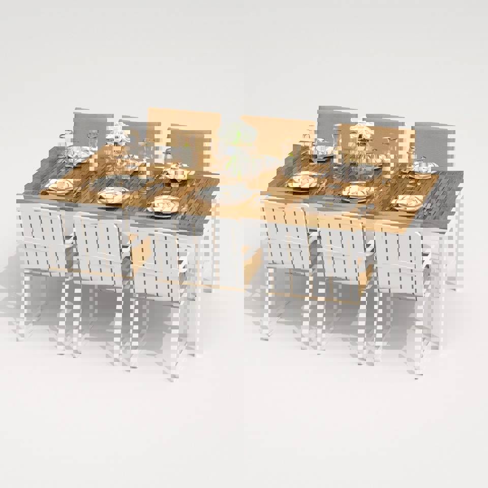 91059738 Садовая мебель для отдыха алюминий белый : стол, 6 стульев TELLA ALBA 220 beige STLM-0462426 IDEAL PATIO OUTDOOR STYLE
