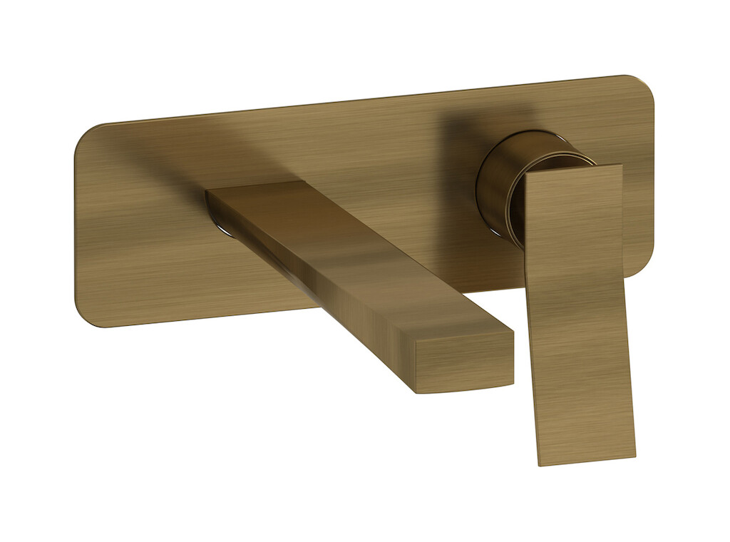 Встроенный в стену смеситель для раковины на 2 отверстия в комплекте с донным клапаном WE ARE IB wa314os Modern Bronze Wave