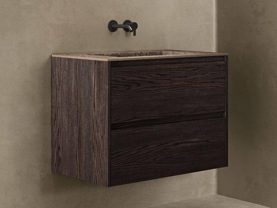 Деревянный умывальник с мраморной столешницей и ящиками Inbani слой ARCH-00134784