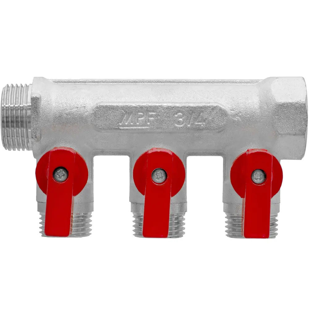 Коллектор с кранами MPF на 3 выхода 3/4"x1/2" наружная резьба STLM-2117350