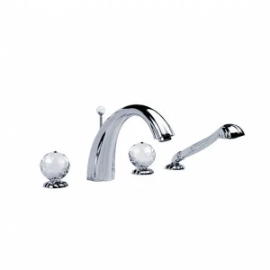 Смеситель для ванны на 4 отверстия ½“, монтаж на борт ванны JOERGER Florale Crystal