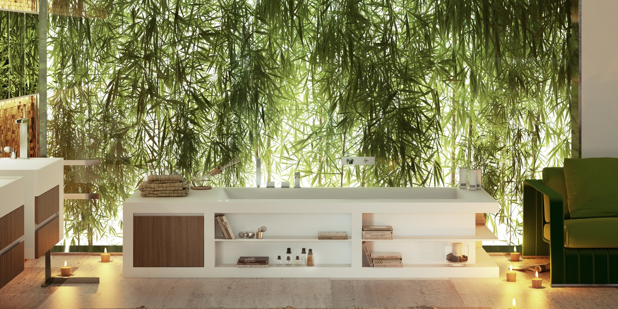 Design Ванна из Corian с полками 2250x1200x500 Saint Tropez белая MOMA Design STRP30011950 - Вид №1