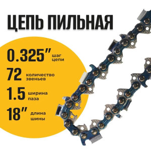 91210721 Цепь пильная A5756 0,325-1,5-72RS 72 звеньев STLM-0519124 PARTNER FOR GARDEN