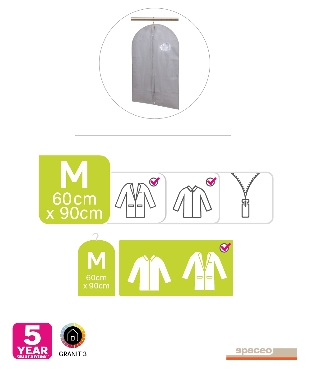 82008804 Чехол для одежды 60x90 см текстиль цвет серый STLM-0017169 SPACEO  - Вид №9